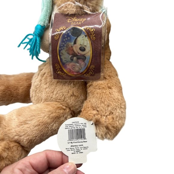 Disney Hidden Mickey Bear My First Plush Pre Duffy Disney Parks Green PJs Teddy - Picture 8 of 16